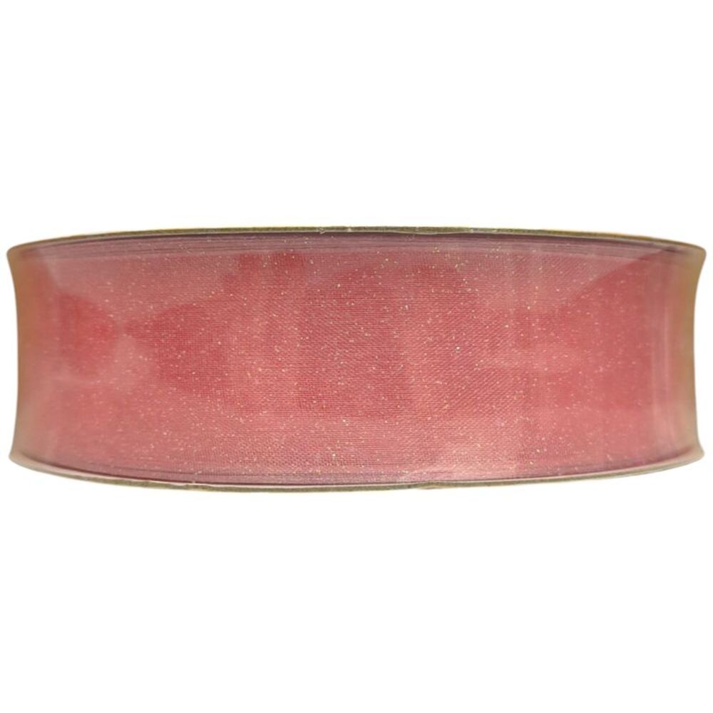 Member's Mark Wired Edge Premium Spring Ribbon, 1.5"W x 50yds - Pink Sparkle